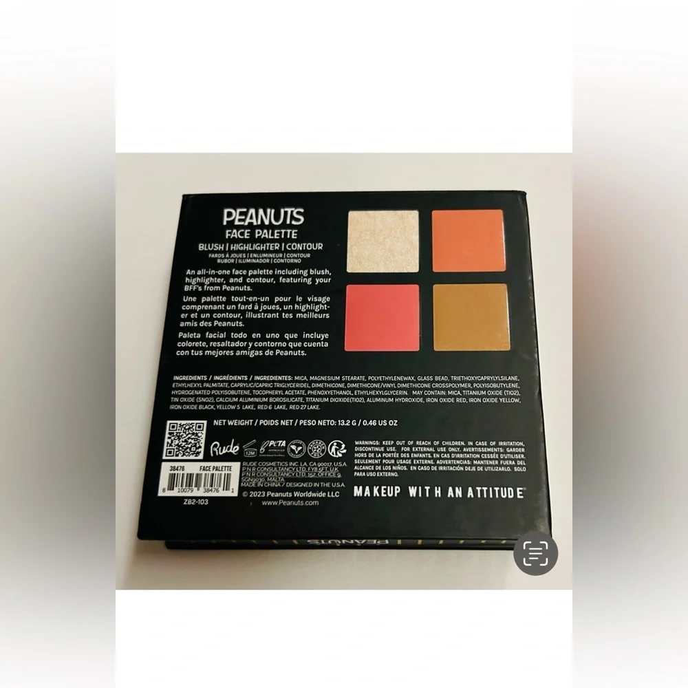 New Peanuts Face Palette Blush Highlighter Contour Rude Cosmetics